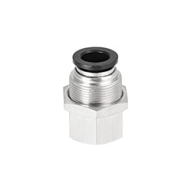 M METERXITY 1 Pack 1/4 BSPT Push Lock Fitting - Straight Bulkhead Union, Push to Connect Fittings, Apply to Pneumatic System (10mm, Silver)