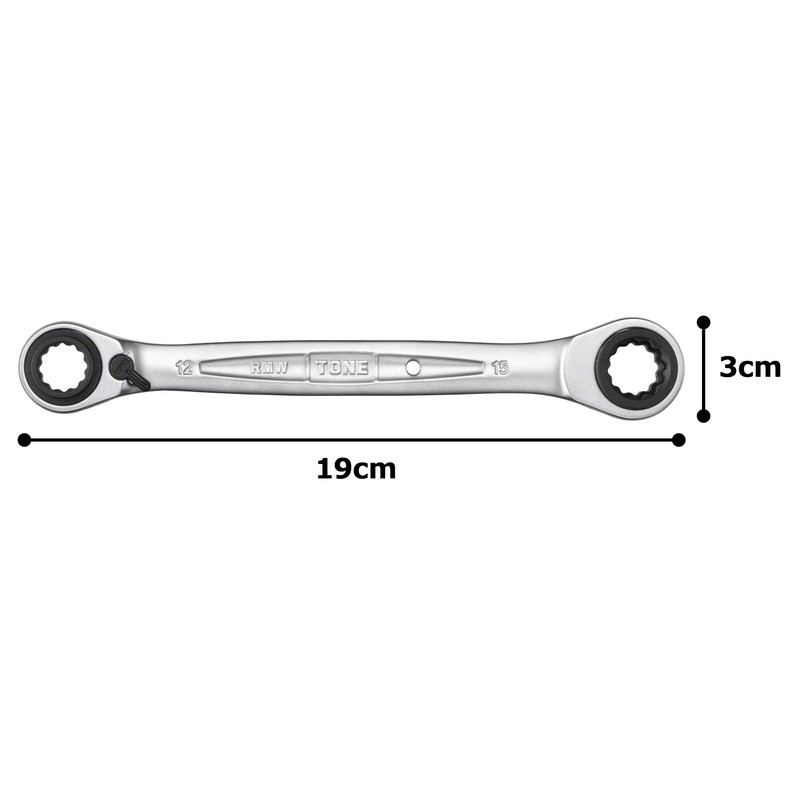 TONE RMW-1215 4-Way Ratchet Glasses Wrench Double Side Width 0.5