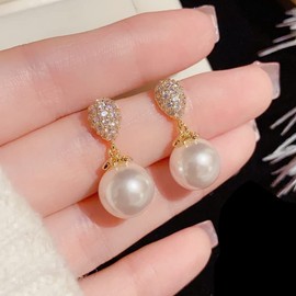 Pearl Earrings, 925 Silver, Women's, Popular, Hypoallergenic, Pearl