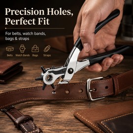 Rotary Leather Hole Punch Pliers for Precision Crafting – Adjustable Belt & Watch Band Punch Tool