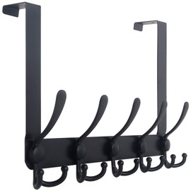 Over The Door Hook: WEBI Door Hanger Hook Rack with 5 Tri Hooks for Hanging Coats, Door Towel Rack Towel Hanger Door Coat Hanger Over Door Coat Rack for Bathroom,Behind Back of Door,Black