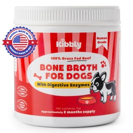 Bone Broth for Dogs (Powder) 7 oz - with Natural Digestive Enzymes Blend, Probiotic Supplement for Gut Health, Easy Digestion, Less Gas & Nutrient Absorption - 60 Days Supply