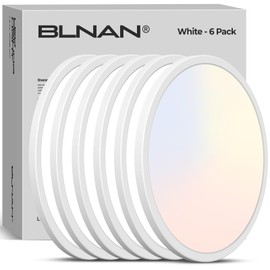 BLNAN LED Flush Mount Ceiling Light, 12 Inch 24W 3000K 4000K 5000K Hardwire Light Fixture, Ultra Thin Round White Lamp for Kitchen Porch Bedroom Hallway Stairwell Basement, Non-dimmable 6 Pack