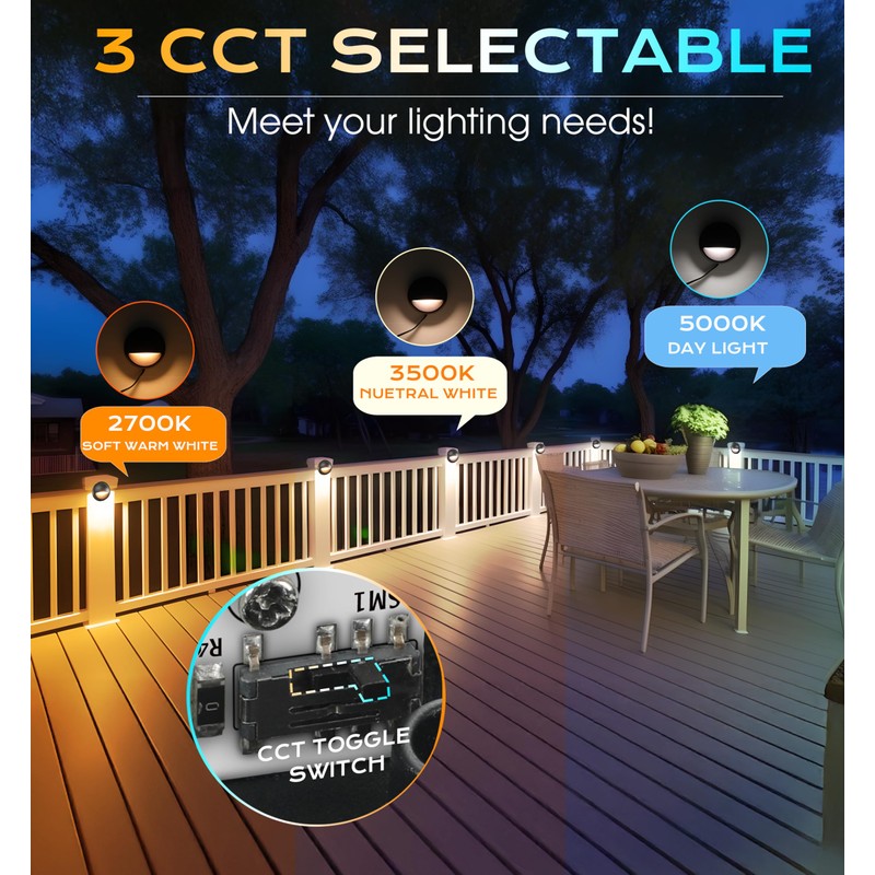 CLOUDY BAY [12 Pack] 3CCT Low Voltage LED Deck Lights