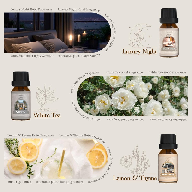 SALUBRITO Hotel Fragrance Oil Set, Luxury Essential Oil Set for