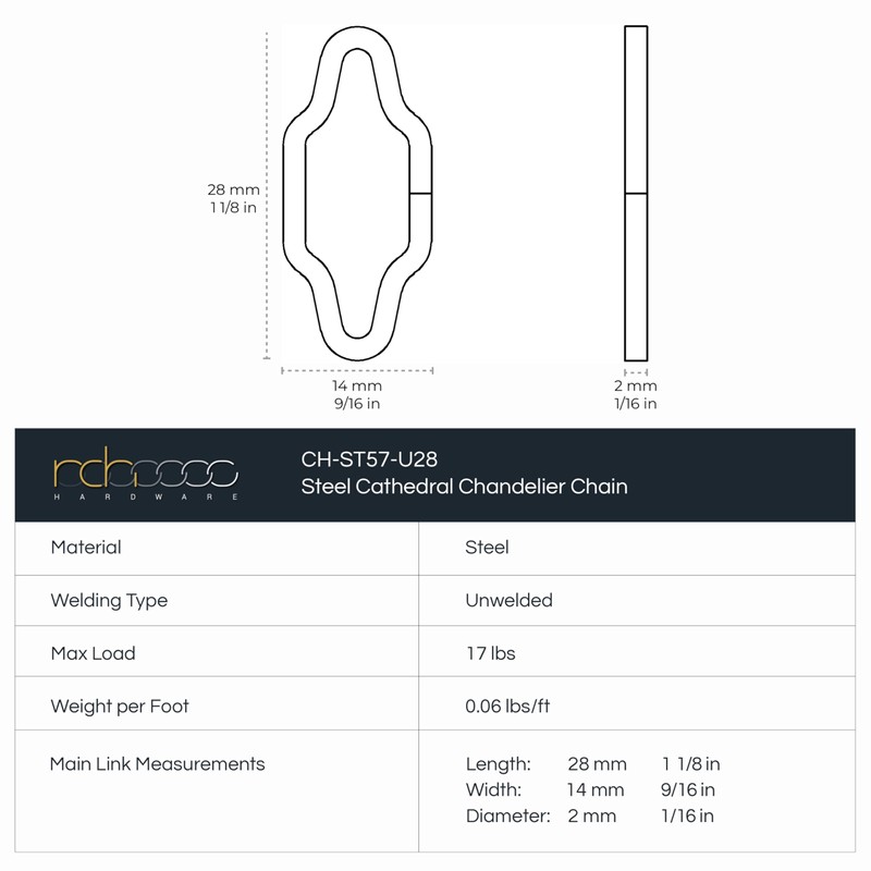 RCH Hardware CH-S57-30-PB-10 |12 Gauge Decorative Solid Steel Motif Link