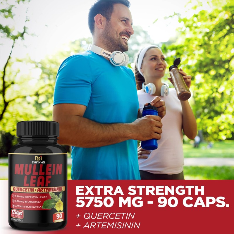 Mullein Leaf Capsules 𝟓𝟕𝟓𝟎𝐦𝐠 Strength w. Quercetin, Artemisinin, Quinine -