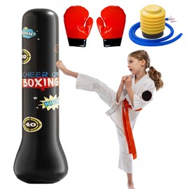 Children's Punch Bag, 160 cm Large Inflatable Punch Bag, Inflatable Standing Punch Bag, Inflatable Boxing Toy, Freestanding Boxing Set with Boxing Gloves, Gift for Boys and Girls for Karate, Taekwondo