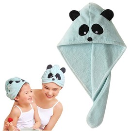 Cysocool Anti-Frizz Children's Microfibre Hair Turban with Button, Girls Quick-Drying Hair Drying Towel Turban Soft Hair Towel Absorbent Twisted Turban Head Towel Hat for All Hair Types