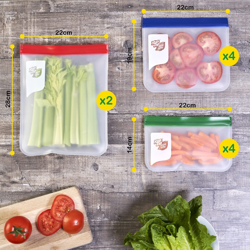 XupZip™ Eco Life – 10 Reusable PEVA Zip Lock Storage