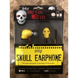 iHip Skull Earphone Eyes Flash Red LED Noise Isolating High Quality Sound 3.5mm
