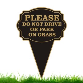 Double Sided Yard Sign,Do Not Drive or Park on Grass Sign with Stake – 10"x14" Rust-Free Aluminum, Fade-Resistant, Easy Installation, High-Visibility No Parking on Grass Yard Sign for Outdoor Use (NO PARKING ON GRASS-1PACK)