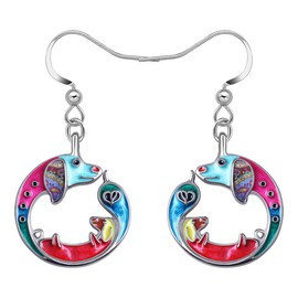 DUOWEI Cute Dachshund Dog Earrings Dachshund Dangle Jewellery Gifts for Women Girls Children, Acrylic, No Gemstone