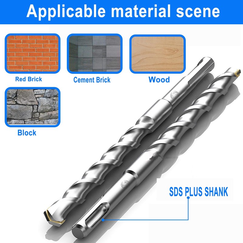 2-Piece 7/8" SDS Plus Drill Bits Rotary Hammer Drill Bit