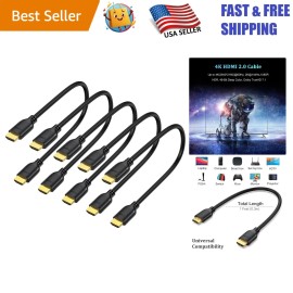 1FT Short HDMI Cable 5-Pack, Ultra HD 4K HDMI 2.0, High Speed, Braided Design