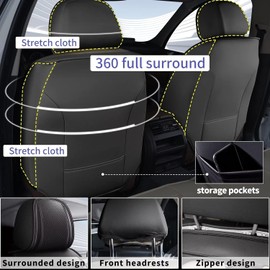 DISUTOGO Car Seat Covers Fit for Toyota 4Runner 2003-2025 2026: Front Seat Covers Faux Leather Waterproof Breathable Car Seat Cushions Cover (2 Seats,Black & Red Line)