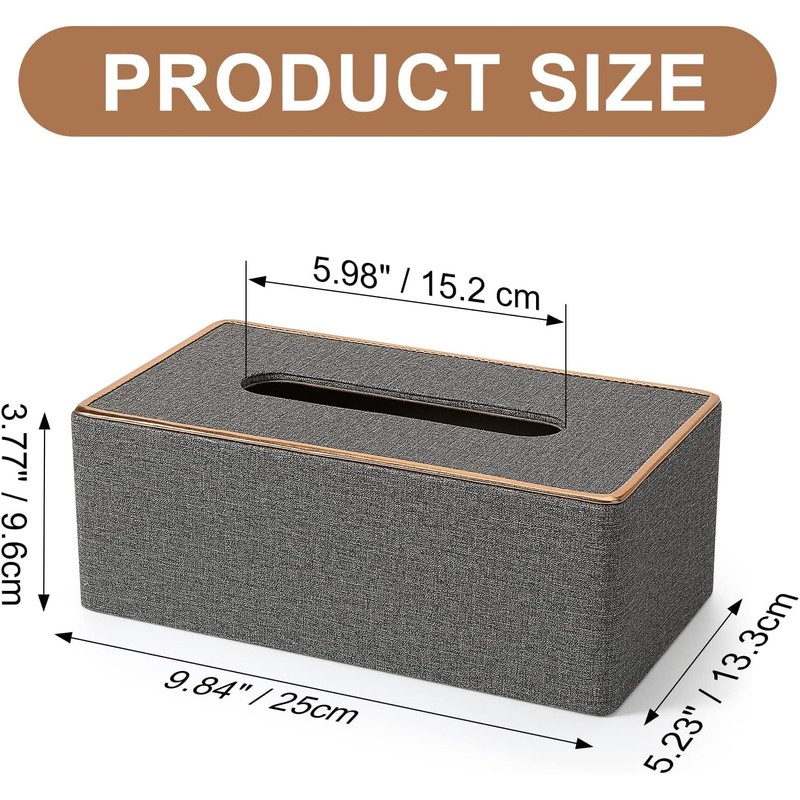 TNTAIAHL Tissue Box Cover, PU Leather Tissue Box Holder Rectangular