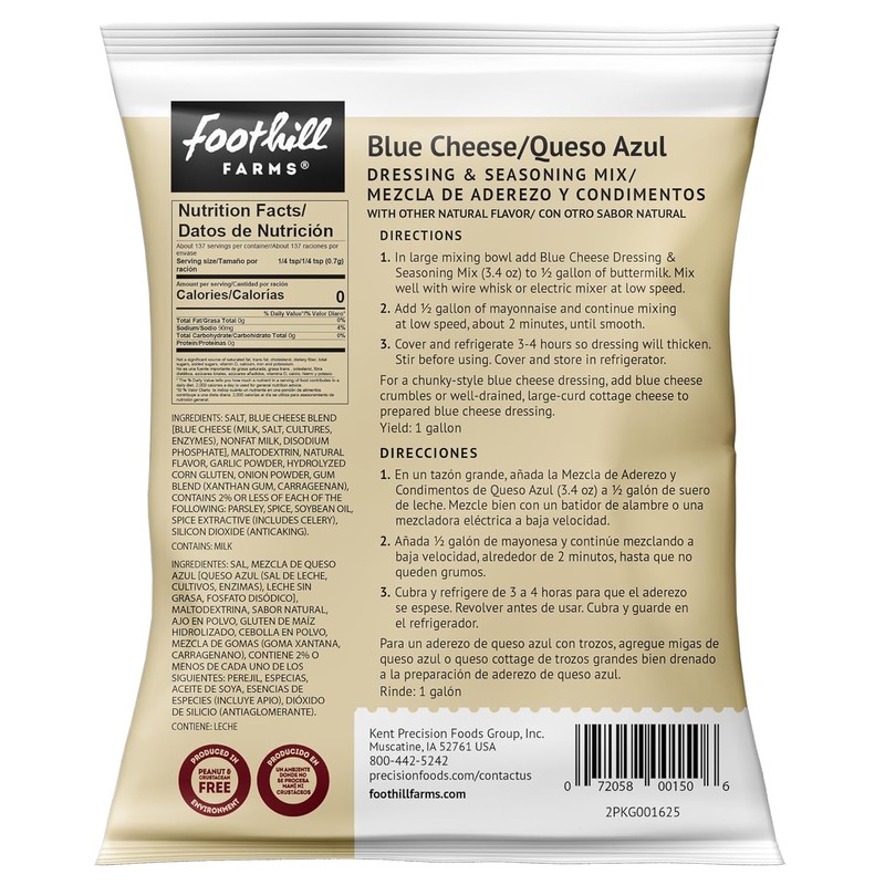 Foothill Farms Blue Cheese Salad Dressing & Seasoning Mix, Make