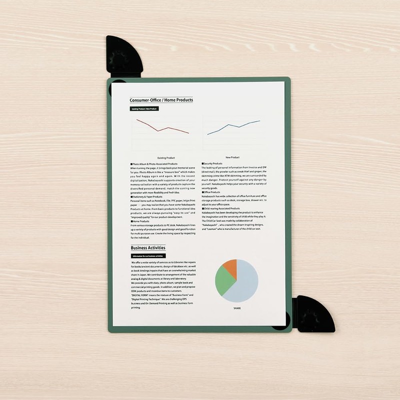 Nakabayashi QB-KA4-G Kadop Magnetic Clipboard, A4, Forest Green