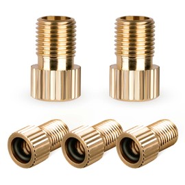Brass Presta Valve Adaptor, 5 PCS Convert Presta to Schrader Bike Pump Adapter with Rubber Seal Rings, Mountain Bike Tire Inflate Accessories