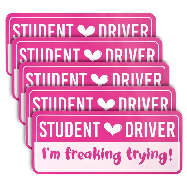 5pcs Non-Magnetic New Driver Stickers, Waterproof Removable Novice Driver Sticker