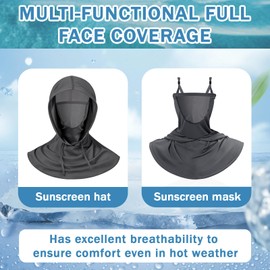 Balaclava with Nose Mesh Sun UV Protection Hood Breathable Full Head Mask Face Cover for Men Women Motorcycle Cycling (US, Alpha, One Size, 1Pcs-Black)