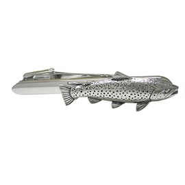 Silver Toned Trout Fish Tie Clip