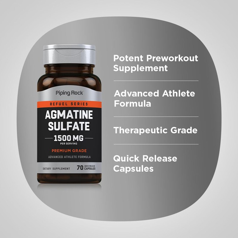 Piping Rock Agmatine Sulfate Capsules | 1500mg | 70 Count