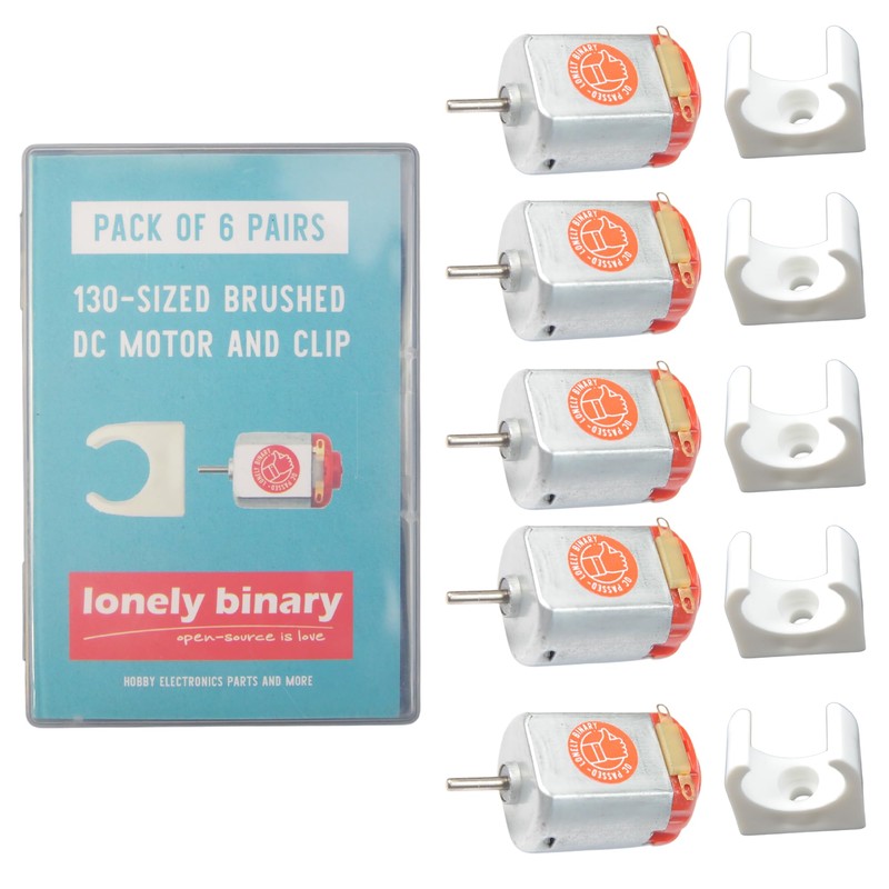 Lonely Binary 6-Pack 130 DC Motor with Stands – 1.5V-6V