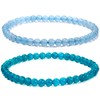 Jewboo 2Pcs Genuine Semi Gems Friendship Beaded Bracelets for Women