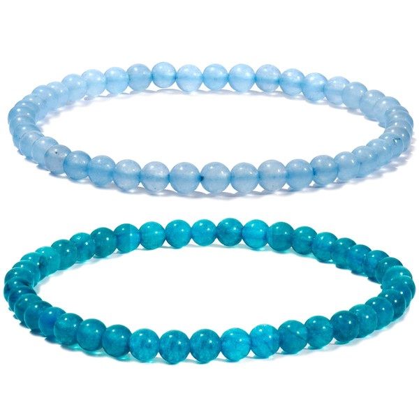 Jewboo 2Pcs Genuine Semi Gems Friendship Beaded Bracelets for Women
