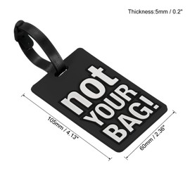 MECCANIXITY Luggage Tag, PVC Identifier Card Holder Label, Not Your Bag Pattern Travel Bag Tag with Adjustable Strap for Baggage Suitcase, Black