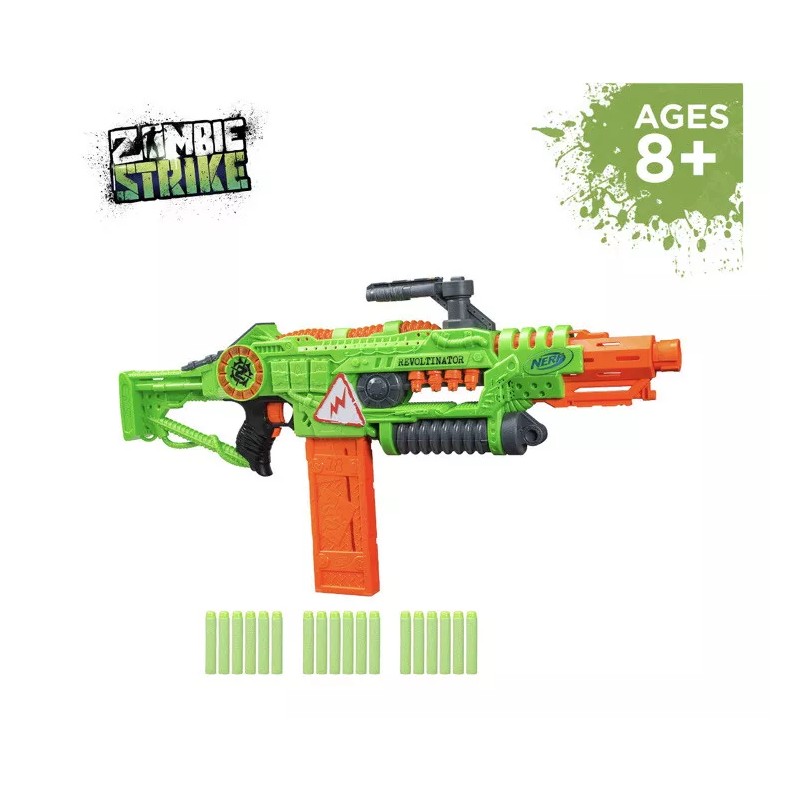 NERF Revoltinator Zombie Strike Toy Blaster with Motorized Lights Sounds