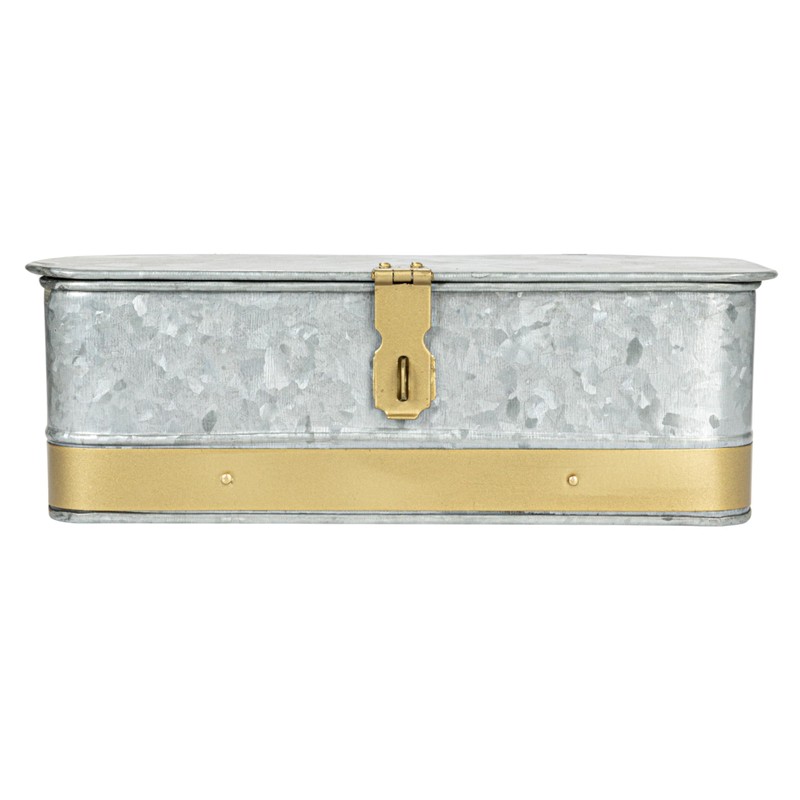 Creative Co-Op Nestable Rectangular Metal Storage Boxes with Hasp Lock,