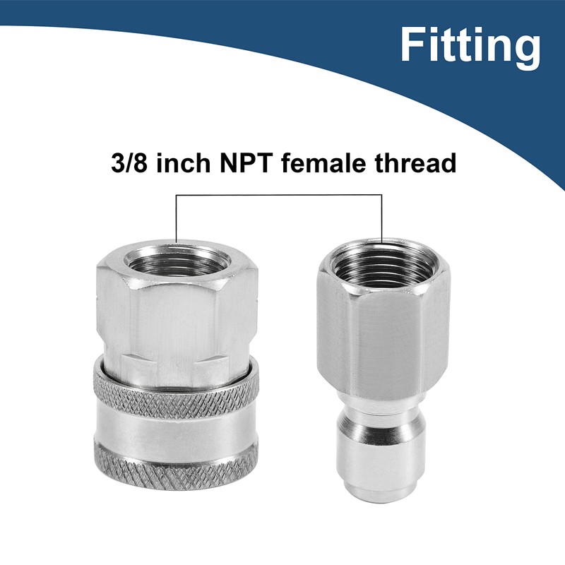 Raincovo Pressure Washer Quick Connect Fittings, 3/8 Inch Adapter Set,
