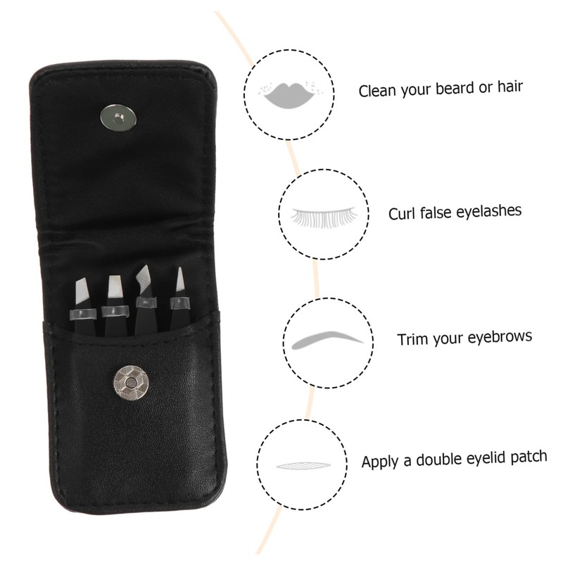 Healvian 1Set Stainless Steel Eyebrow Tweezers Practical Beauty Tool for
