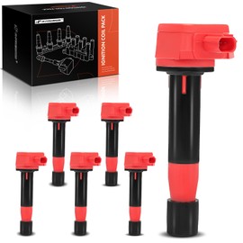 A-Premium (Red) Engine Ignition Coil Pack Compatible with Honda Accord 2008-2012, Accord Crosstour 2010-2011, Pilot, Odyssey, Ridgeline, Crosstour & Acura MDX, RDX, TSX, TL, ZDX, RL, 6-PC Set