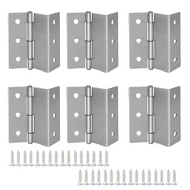 Half-Surface Hinges Chest Hinges，6 Pack Offset Door Hinge with 36 Screws， 3" Chest Hinges 1.8 mm Thickness Max Load 66 lb for Expandable Door, Cabinet, Furniture Vintage Jewelry Chest（Silver）