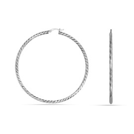 LeCalla 925 Sterling Silver Small Hoop Earrings for Women Hypoallergenic Diamond Cut Earring Hoops for Women 20MM