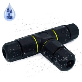 Temeloko 3 Way Junction Box IP68 2Pin/3Pin/4Pin Waterproof Electrical Junction Box for Ø 4.5mm-10mm Cable Range (AC 500V, 25A) 2 Pack (2Pin) (M20-3T3X)