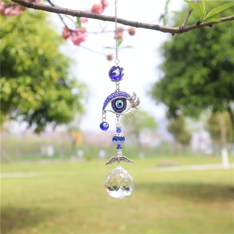 Blue Evil Eye Decor Angel Suncatcher, Evil Eye Charm Hanging