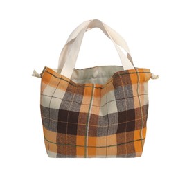 Misichao Lunch Bag for Men or Women, Reusable Cotton Lunch Bento Tote Pouch Small Cute Lunch Bag with Drawstring (Orange)