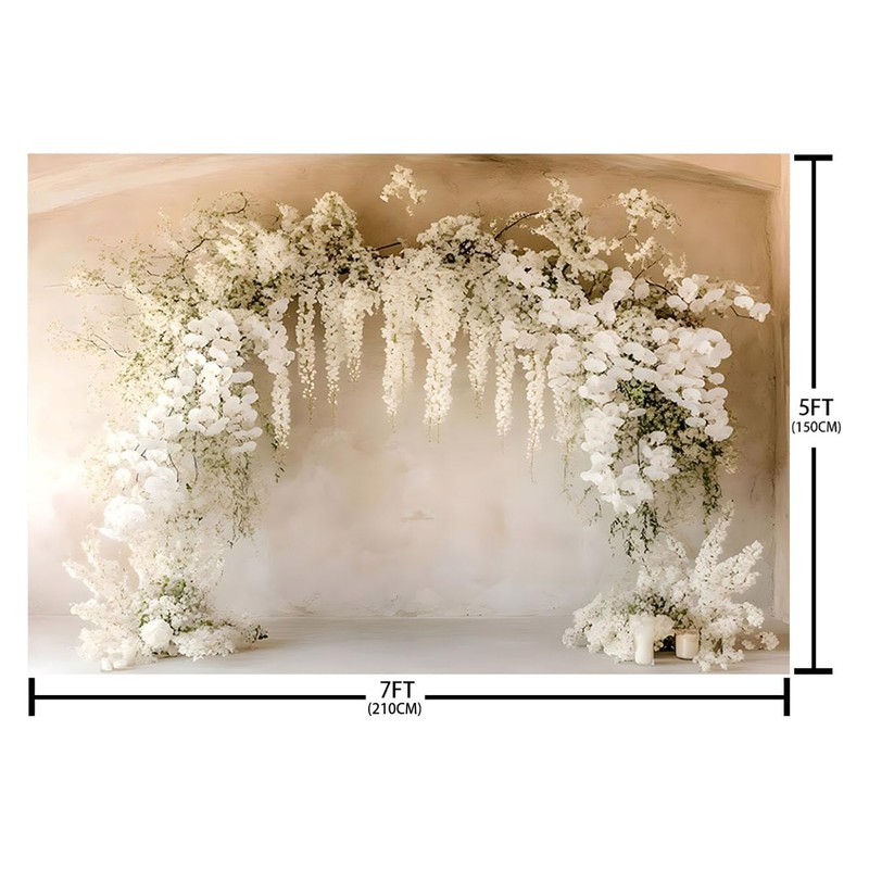 AIBIIN 7x5ft Boho Beige Flower Arch Backdrop for Birthday Wedding