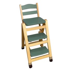 CDDUOLA Folding Bar Stool, 3 Step Multifunction Portable Adults Solid Wood Ladder Stool for Household Kitchen, Bathroom Storage Shelf, Green