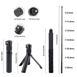 Bullet Time Handle Tripod Rotating Grip for Insta 360 x4/x3 DJI Pocket 3 Gopro Universal Selfie Stick Action Camera (Invisible Selfie Stick 47in Set)