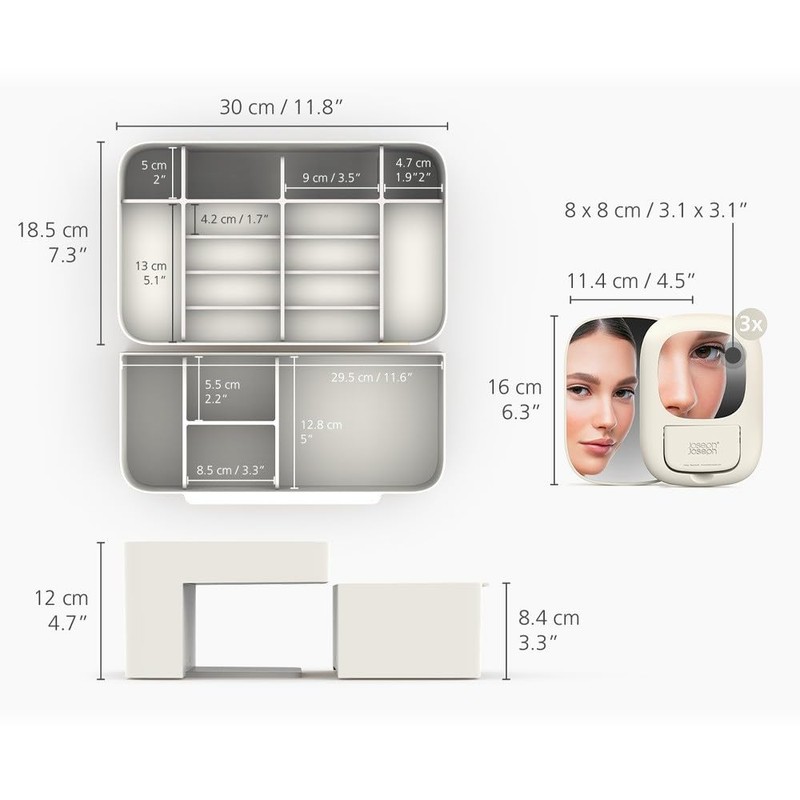 Joseph Joseph 75005 Viva Makeup Cosmetic Storage Organizer with Drawer,