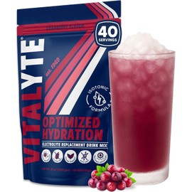 Vitalyte Electrolito Polvo Deportes Bebida Mezcla, 40 2 tazas por contenedor, suplemento de reemplazo de electrolitos naturales para hidratación...   