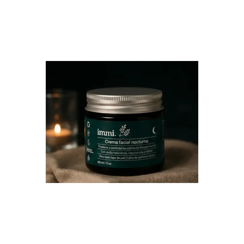 Crema Facial Nocturna Antiedad Immi con Ácido Hialurónico y Niacinamida