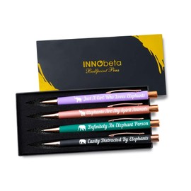 InnoBeta Elephant Gifts for Elephant Lovers for Women & Girls, Ballpoint Pen Set of 4, Perfect for Birthday, Christmas, Mother's Day