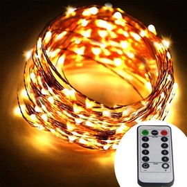 Dreamworth 40 Ft 240 LED's Copper Wire Lights,Remote Battery Operated LED String Lights 8 lighting Mode Waterproof with 13 Key Remote Control For Christmas Holiday, Wedding, Parties(Warm White)